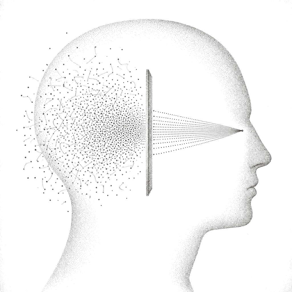 Un filtre d'attention, illustration pointilliste